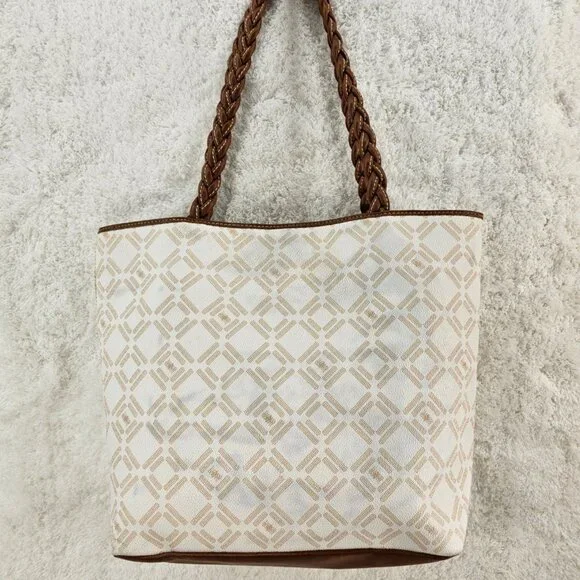 LIZ AND CO Signature Logo Faux Leather Top Snap Tote Shoulder Shopper Bag - Picture 5 of 13